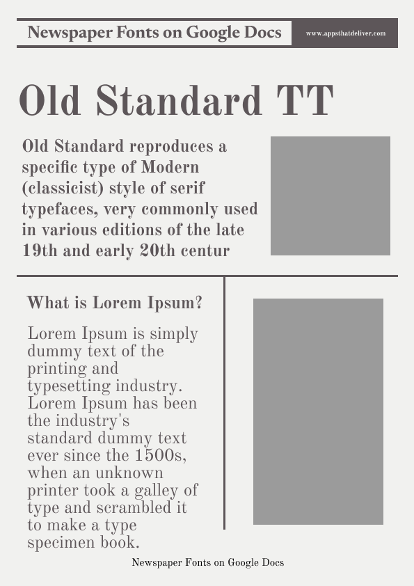 Newspaper Fonts on Google Docs