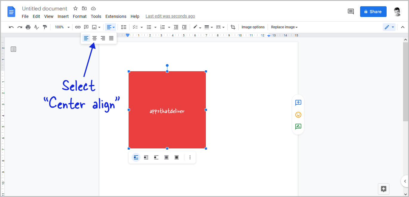 Center-Align an Image in Google Docs