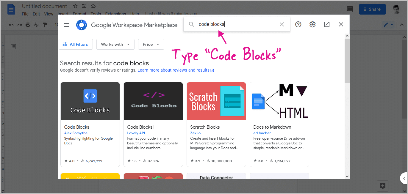 Code Block in Google Docs