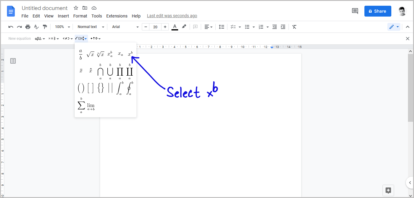 how-to-do-squared-on-google-docs