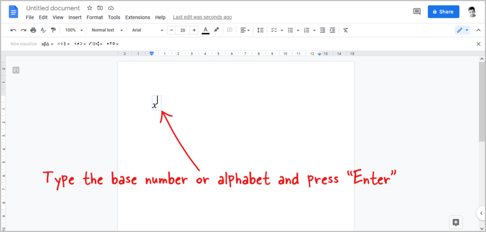 how-to-do-squared-on-google-docs