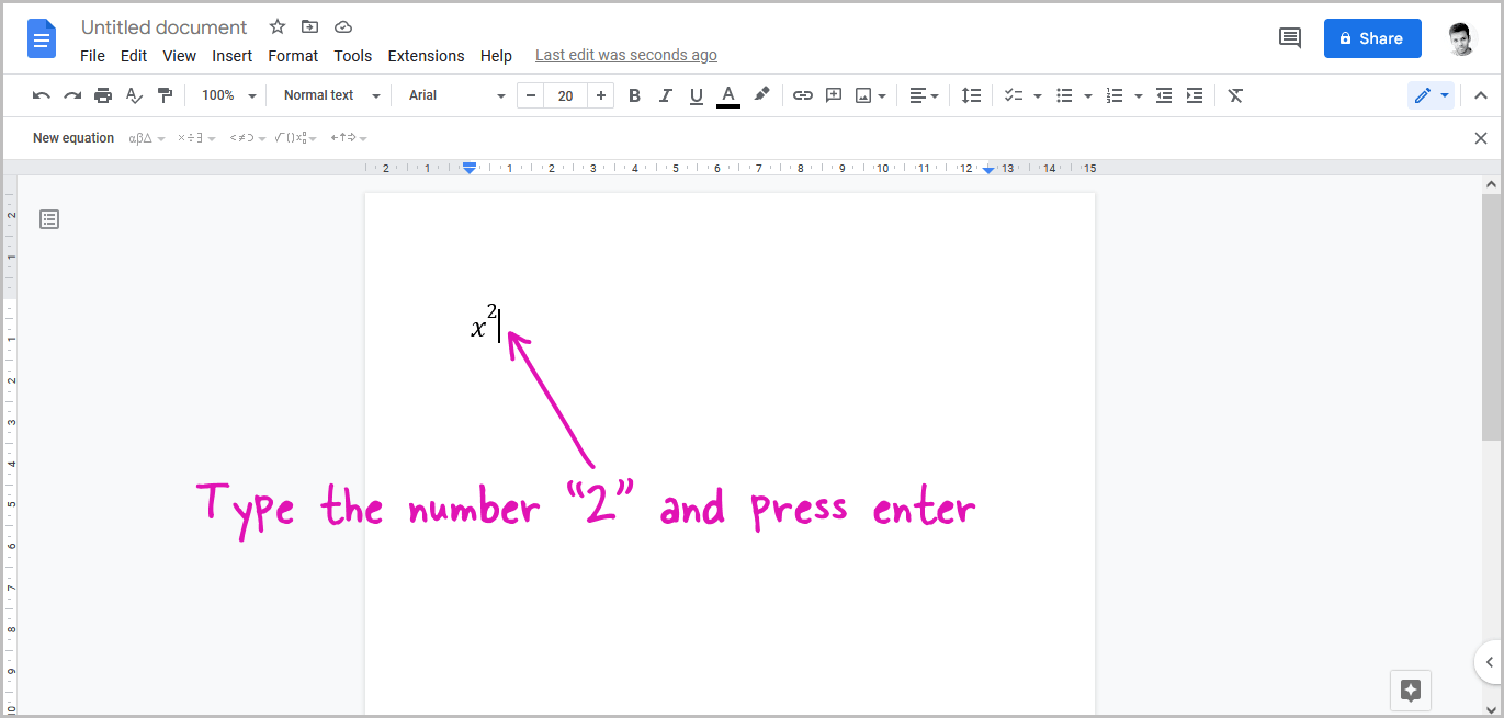 How to Do Squared on Google Docs