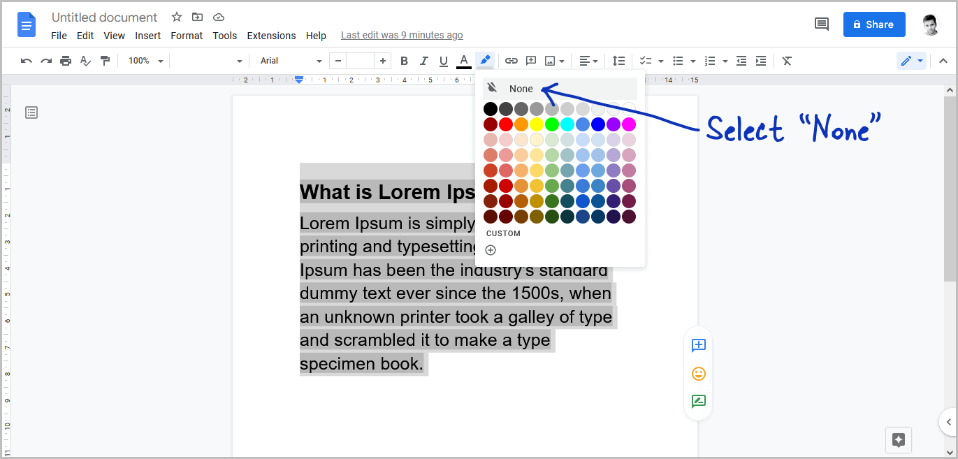 How to Get Rid of Grey Highlight in Google Docs