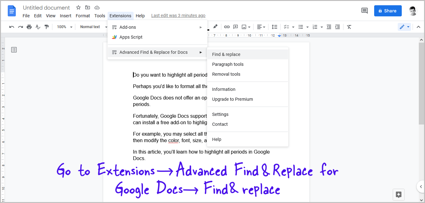 How to Highlight All Periods in Google Docs
