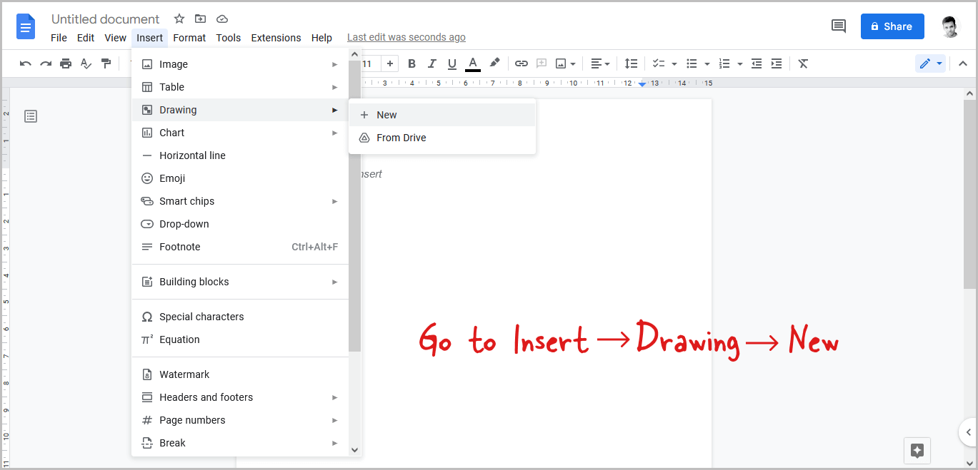 How To Insert Word Art In Google Docs Step 1 