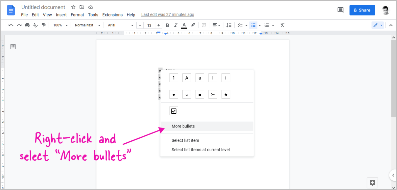 How To Make A Smaller Bullet Point In Google Docs