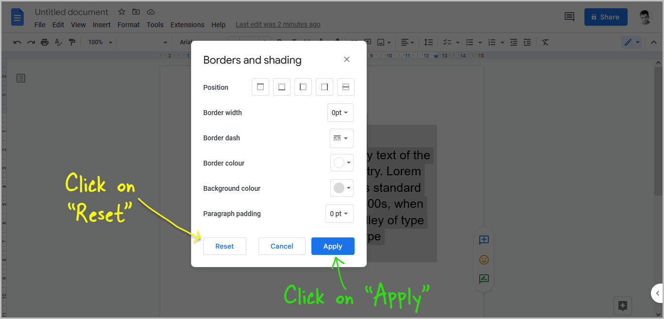 How to Remove Shading in Google Docs