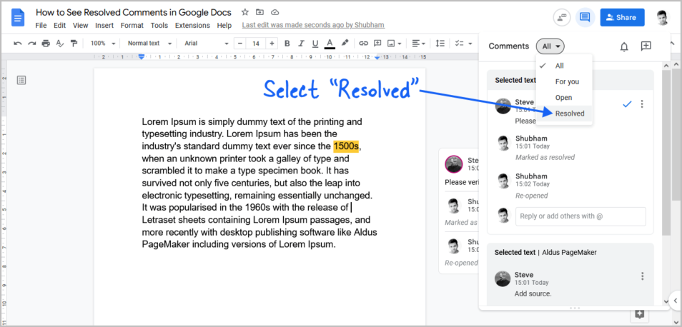 View Comments In Google Docs