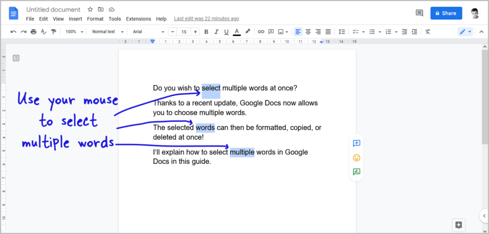 how-to-select-multiple-words-in-google-docs