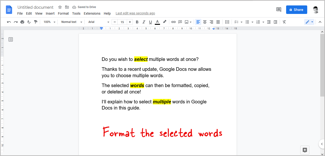 how-to-select-multiple-words-in-google-docs