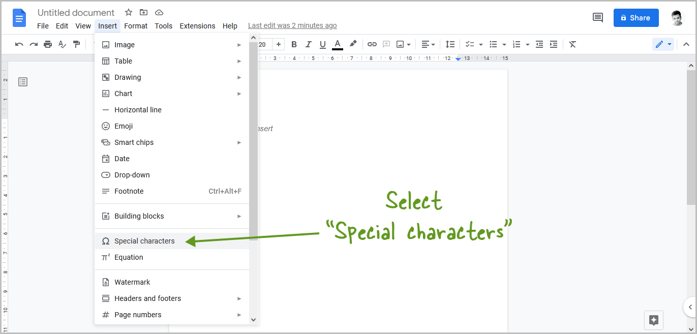 How to Type an Arrow in Google Docs