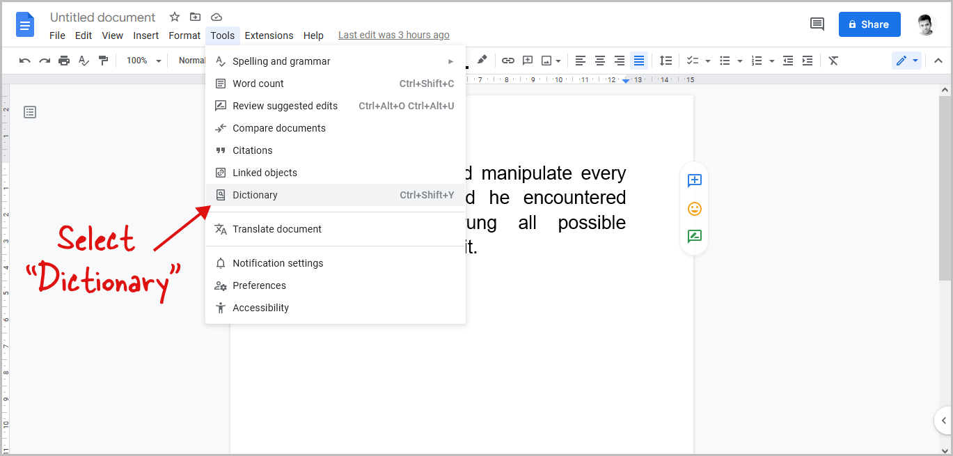 How to Use the Define Tool in Google Docs