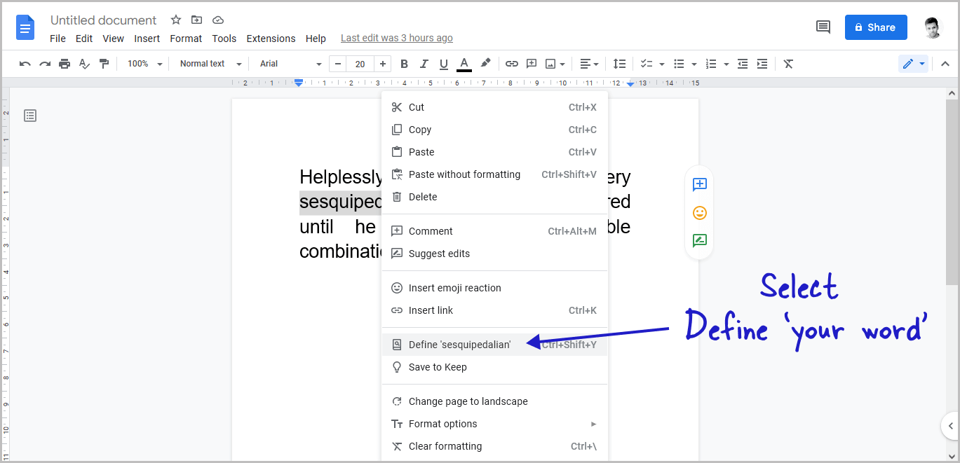 How to Use the Define Tool in Google Docs