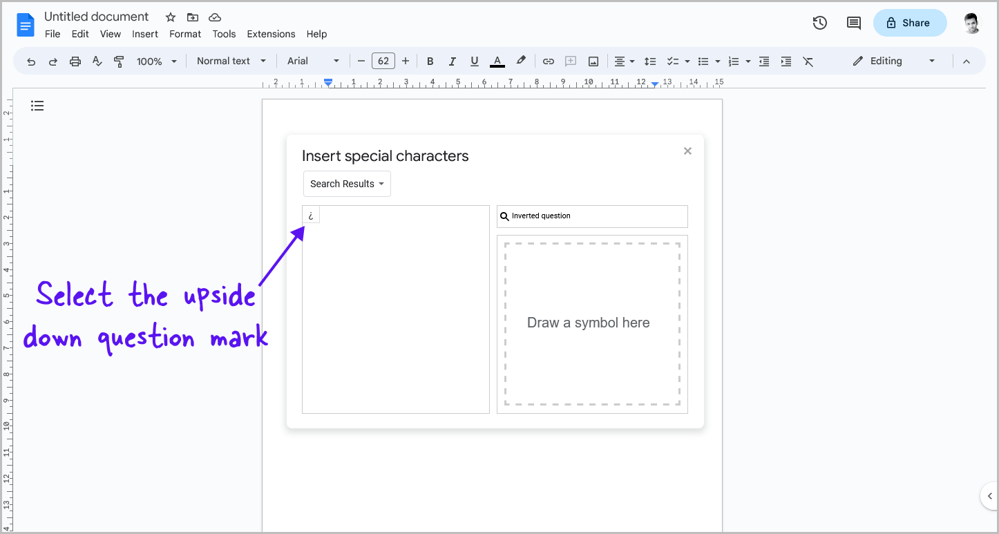 Upside Down Question Mark Google Docs