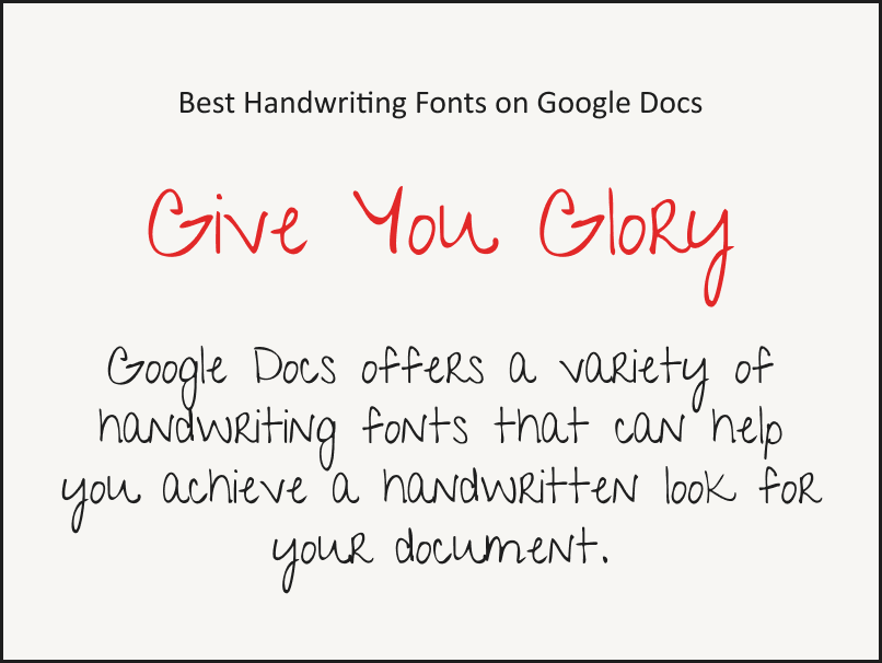 Handwriting Fonts Google Docs