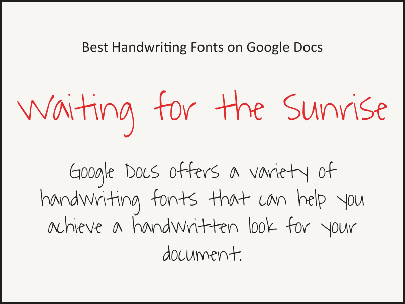 Handwriting Fonts Google Docs