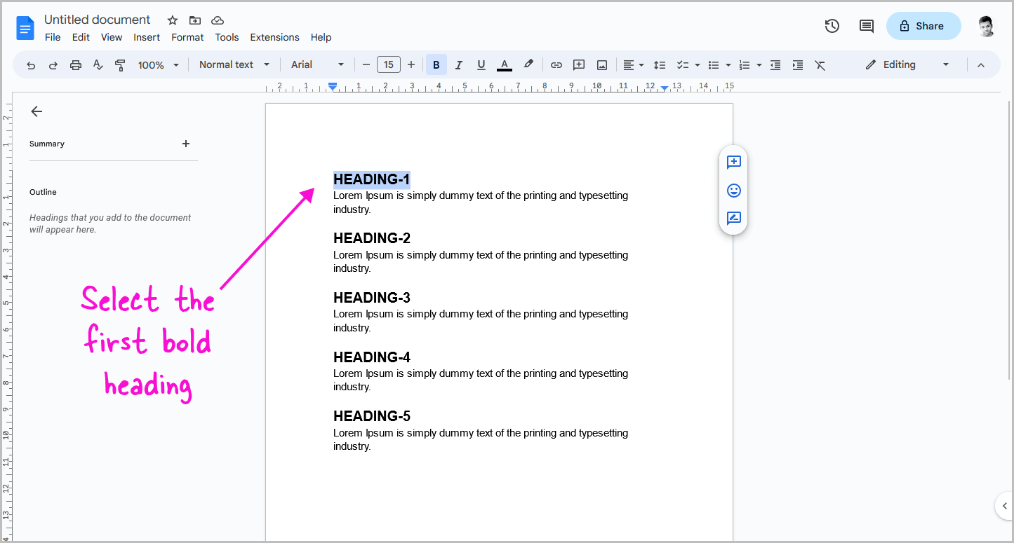 Google Docs Outline Not Working