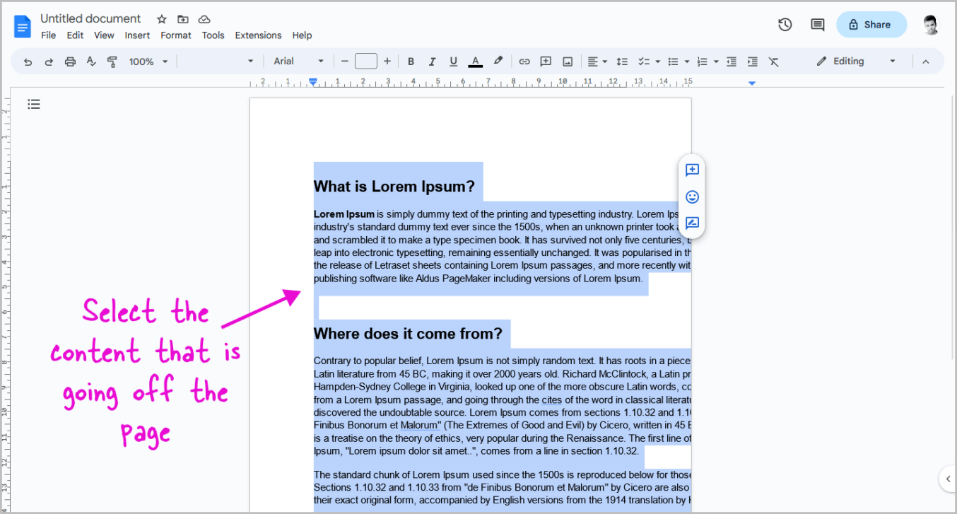Google docs words going off page fix 