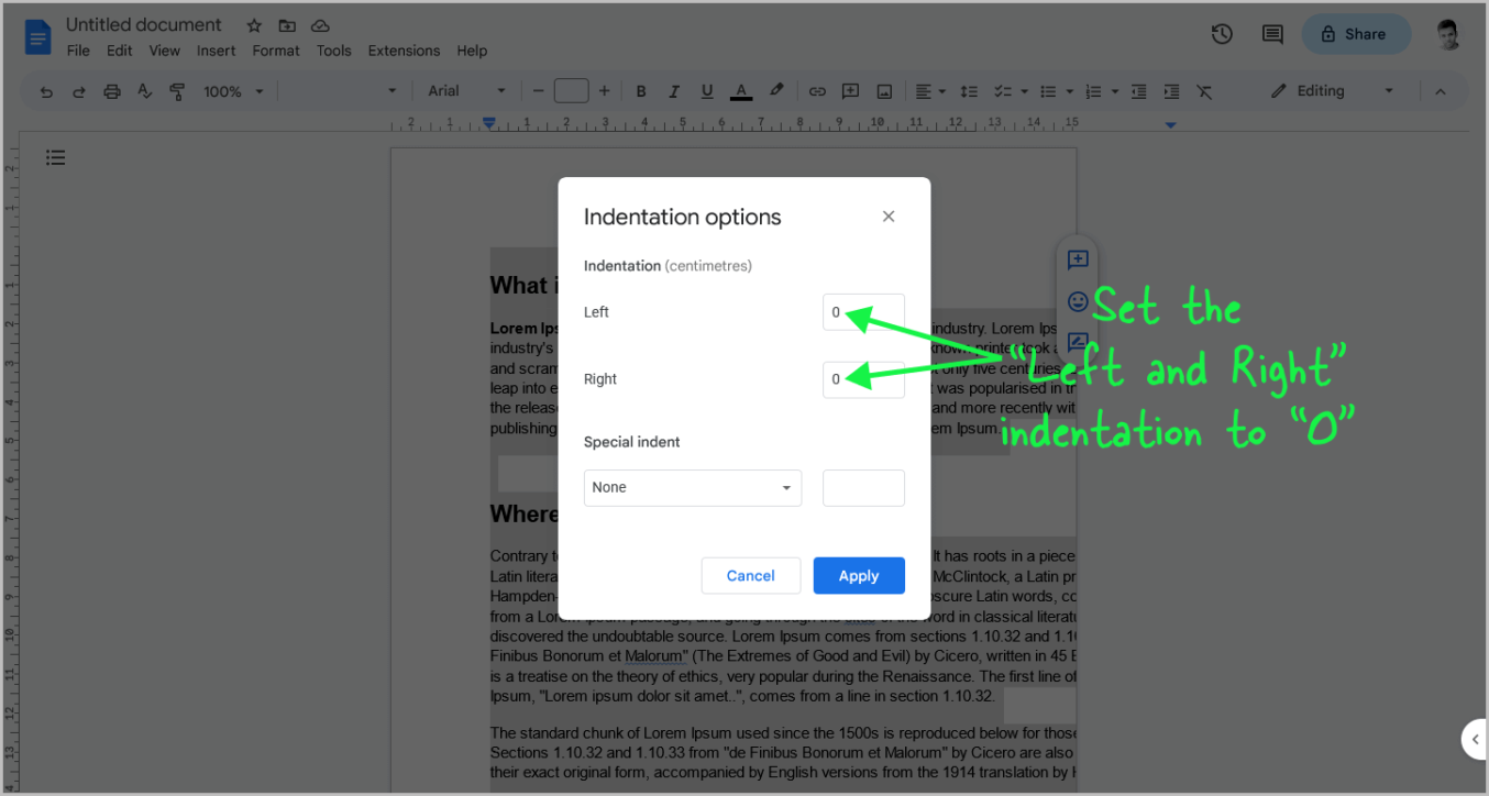 how much words is half a page on google docs