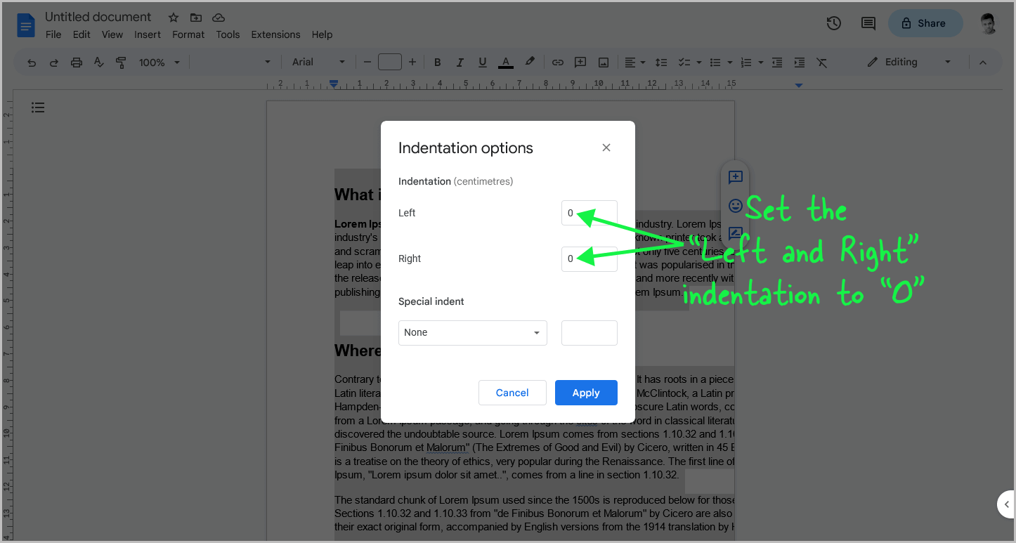 Google Docs Words Going Off Page