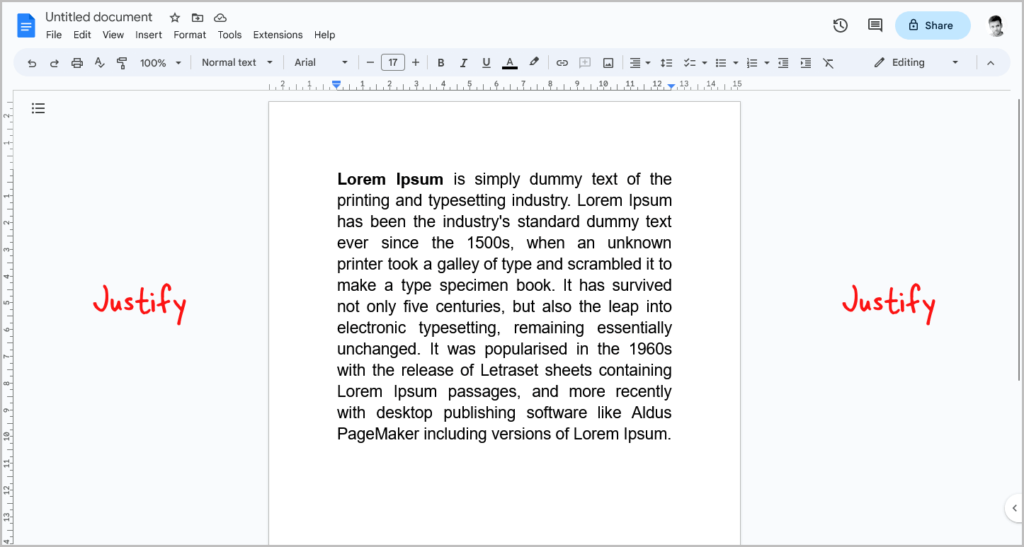 What Does Justify Mean in Google Docs