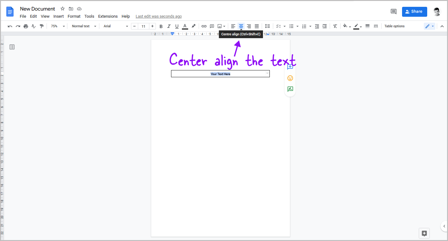 How to Center Text in Google Docs