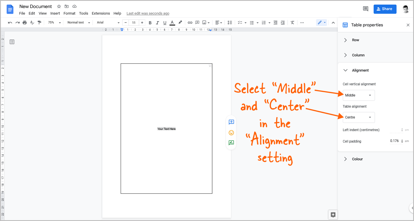 how-to-center-text-in-google-docs-table