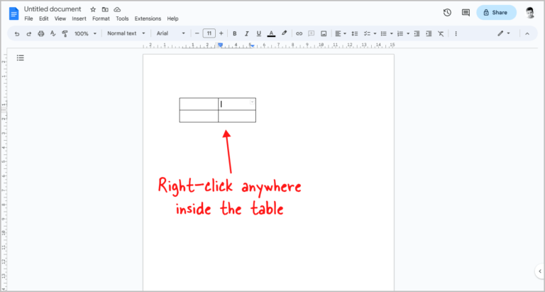 how to center table on page google docs
