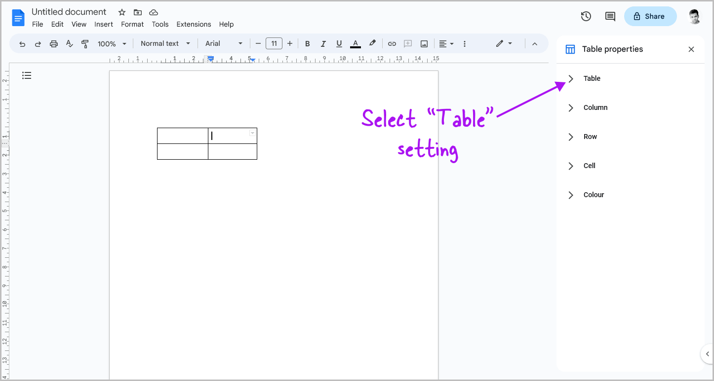 How to Center a Table in Google Docs