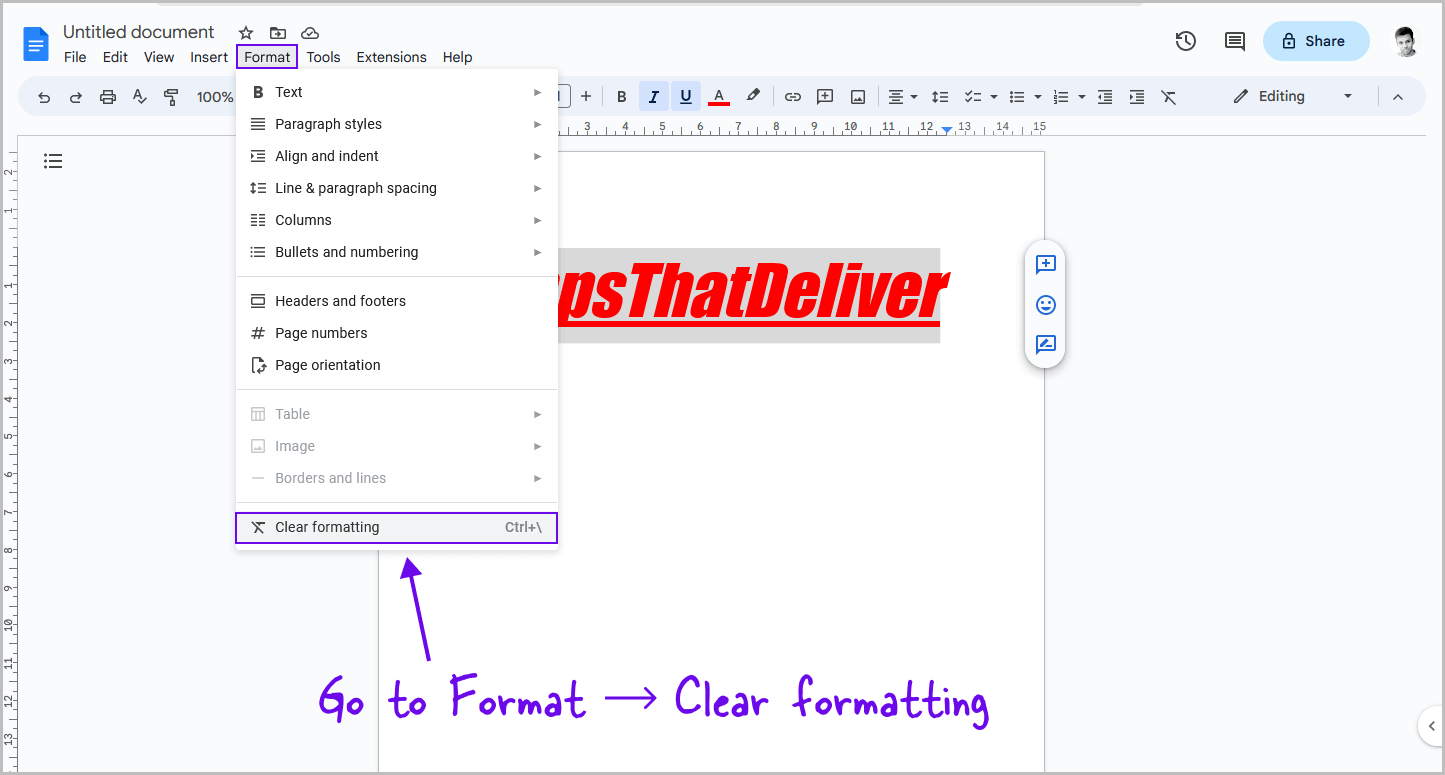 How to Clear Formatting in Google Docs?