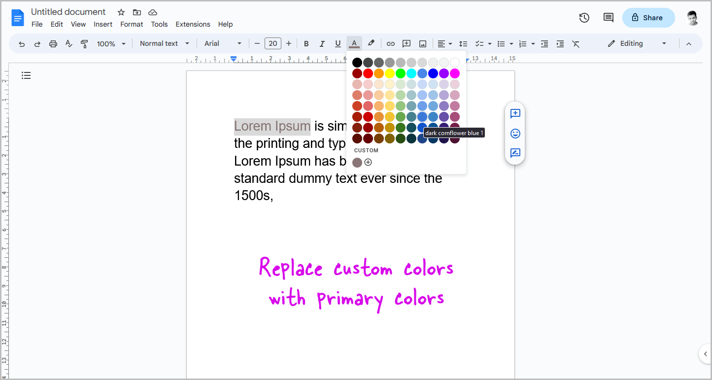 How to Delete Custom Colors in Google Docs