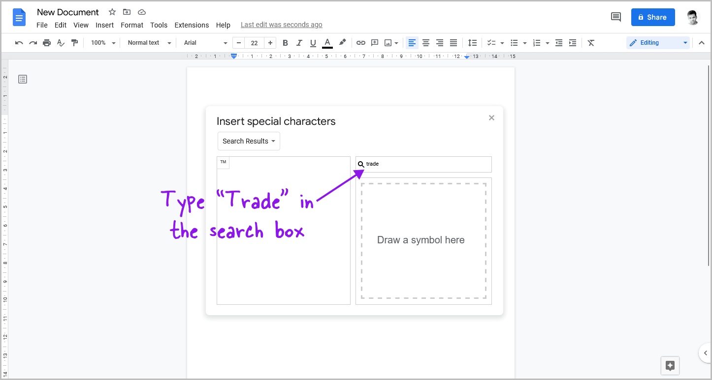 How to Insert Trademark Symbol in Google Docs