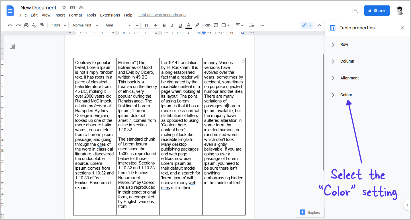 How to Make Four Columns in Google Docs