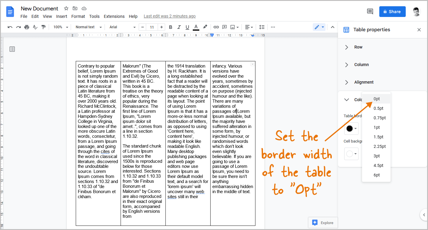 How to Make Four Columns in Google Docs