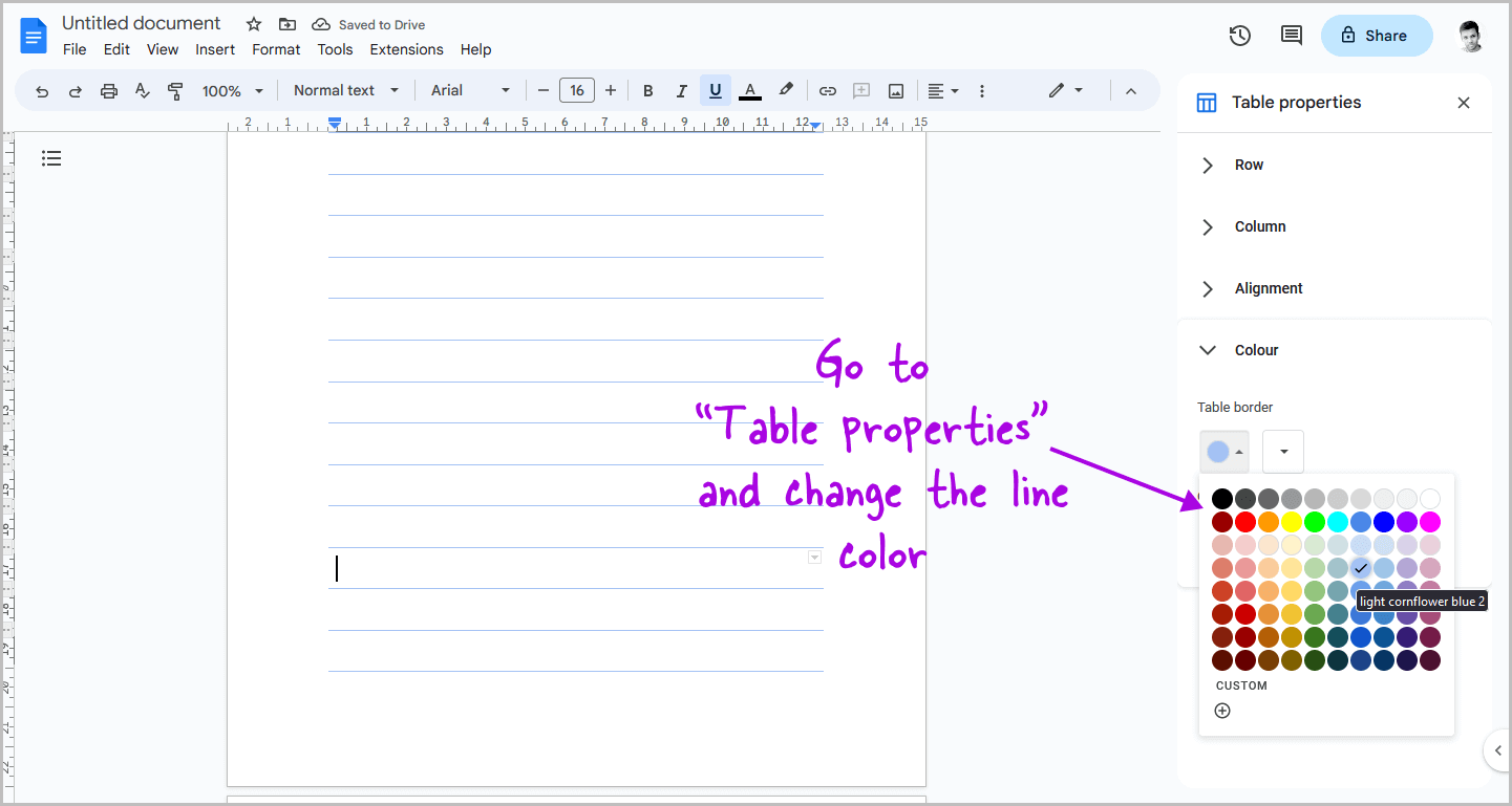 How to Make Lined Paper in Google Docs 