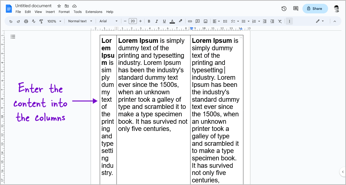 How to Make Uneven Columns in Google Docs