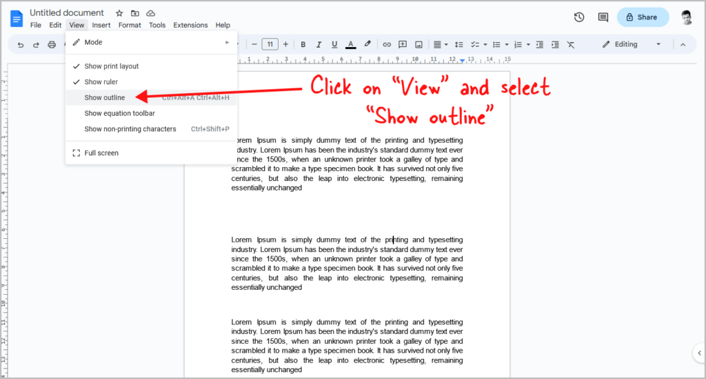 Google Docs Collapsible Sections