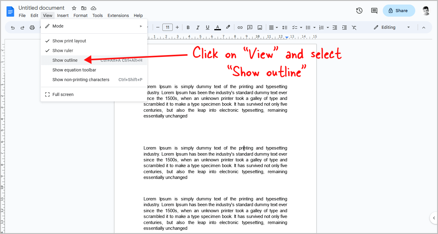 How To Add Outline Sections In Google Docs