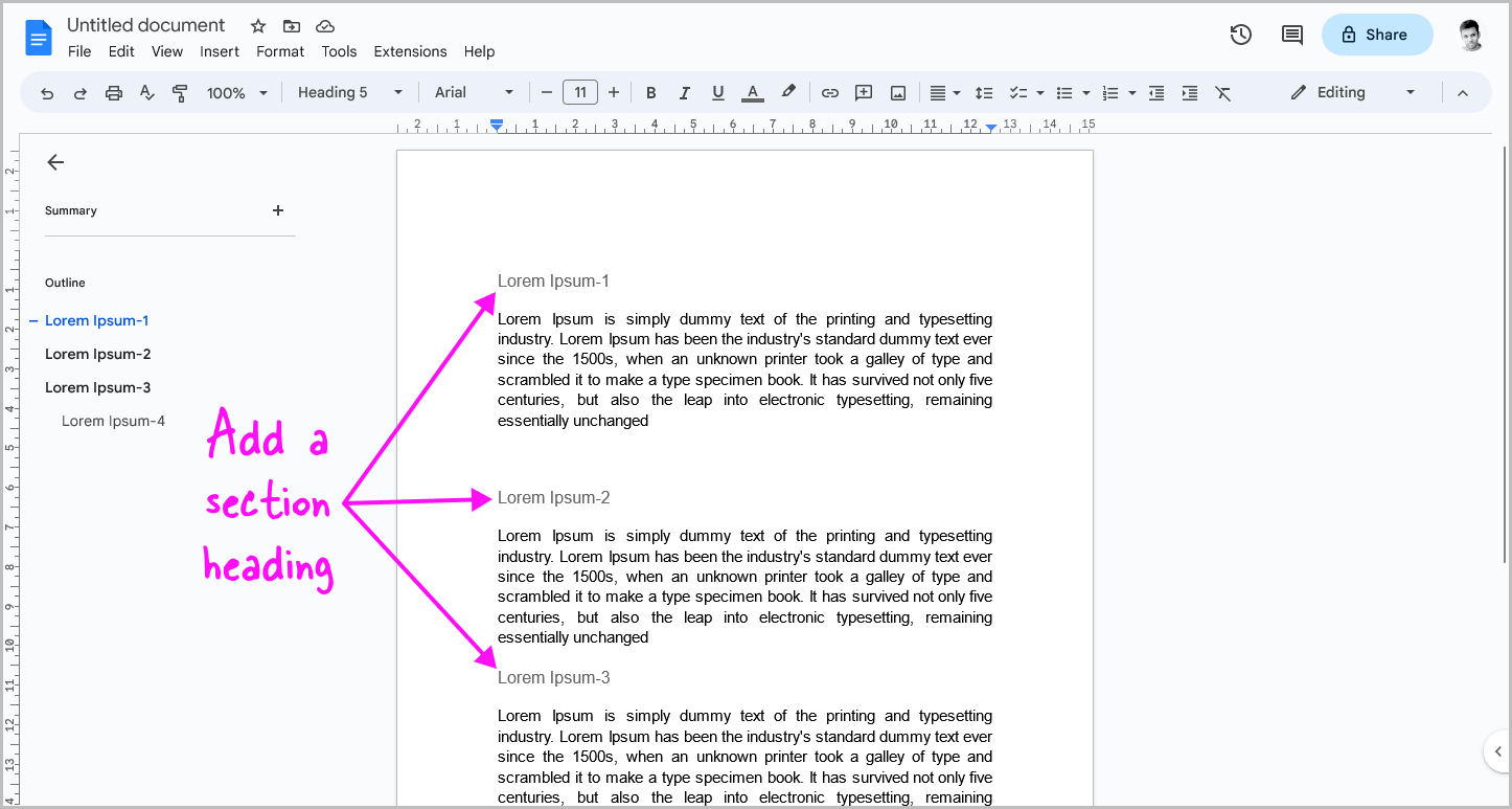 google-docs-collapsible-sections