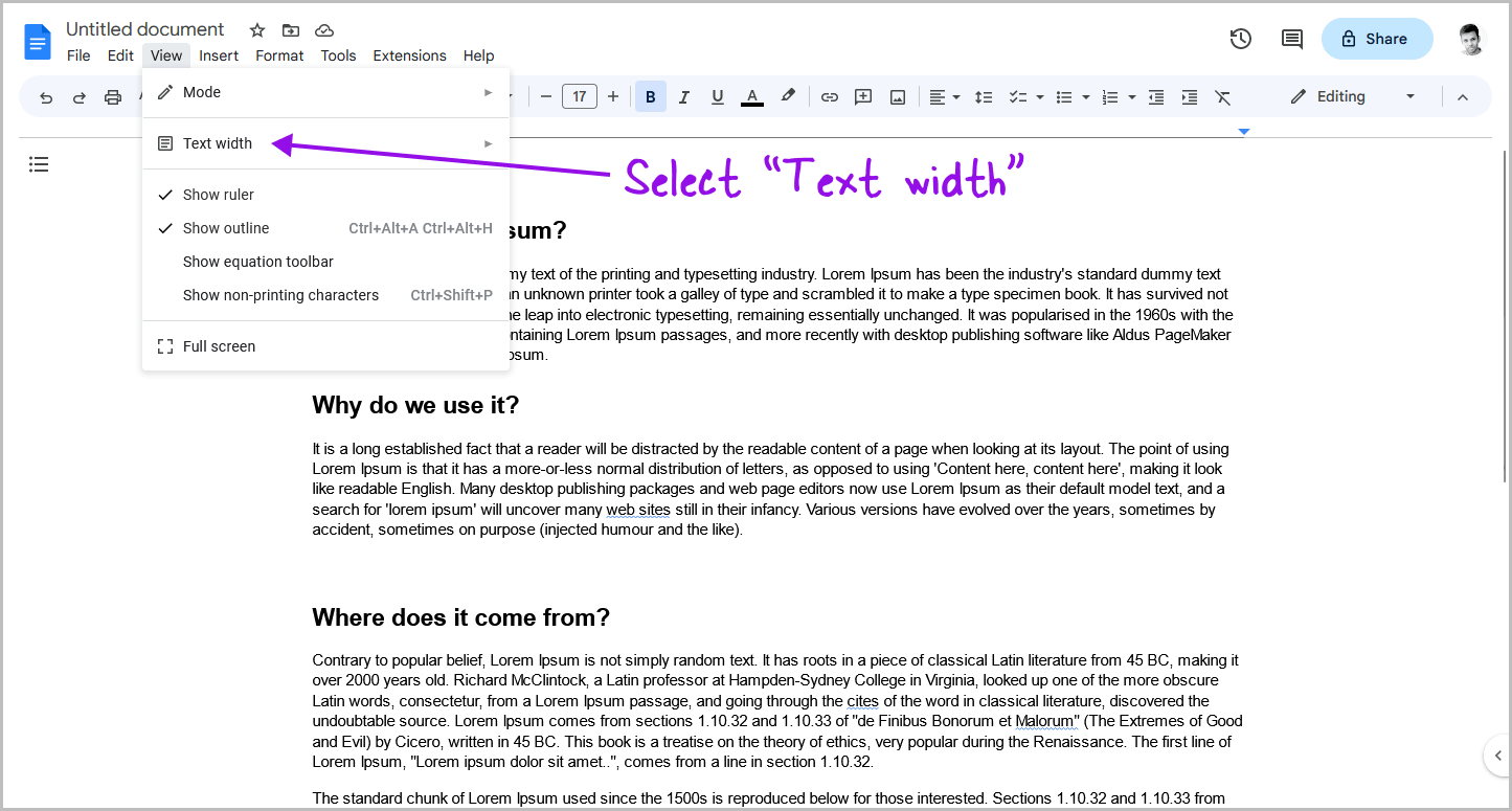 How to Change Google Docs Pageless Width