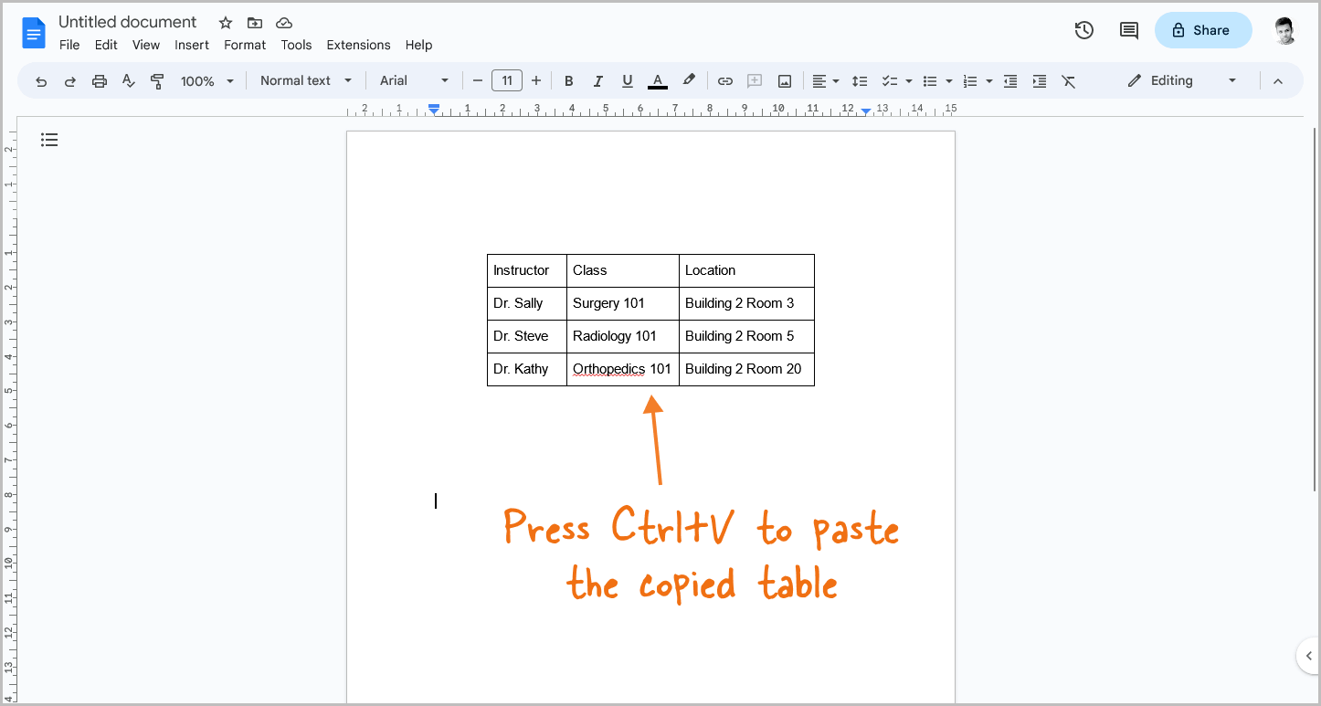 How to Copy a Table in Google Docs