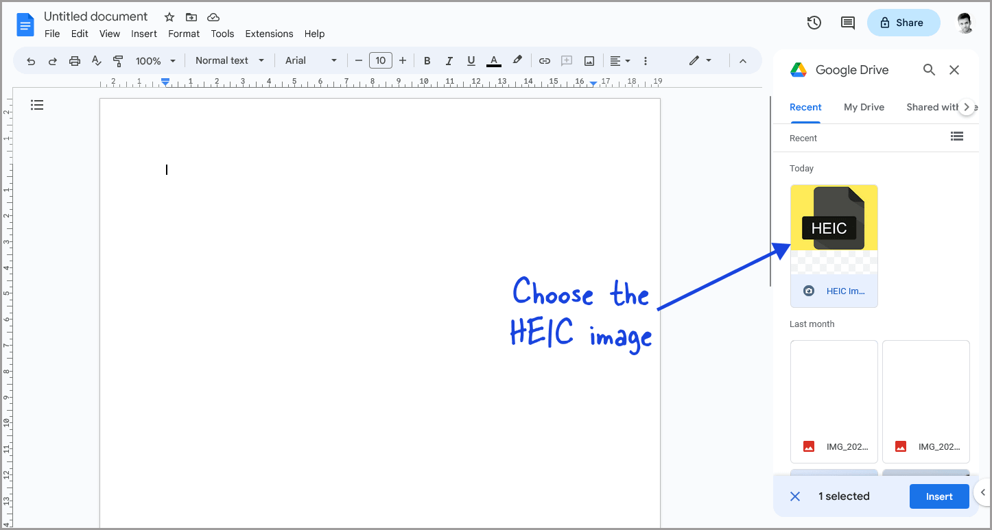 How to Insert HEIC Into Google Docs