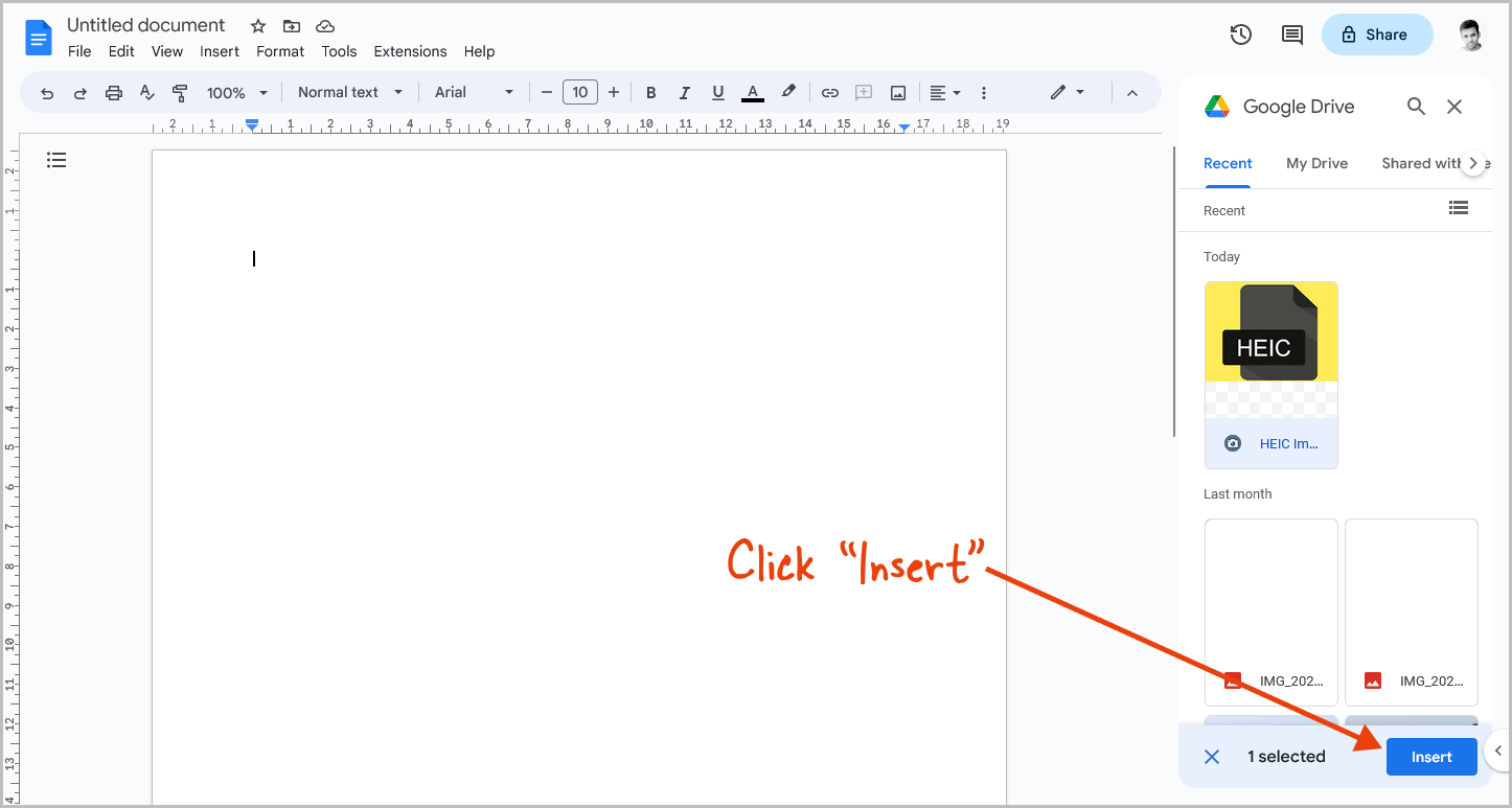 How to Insert HEIC Into Google Docs