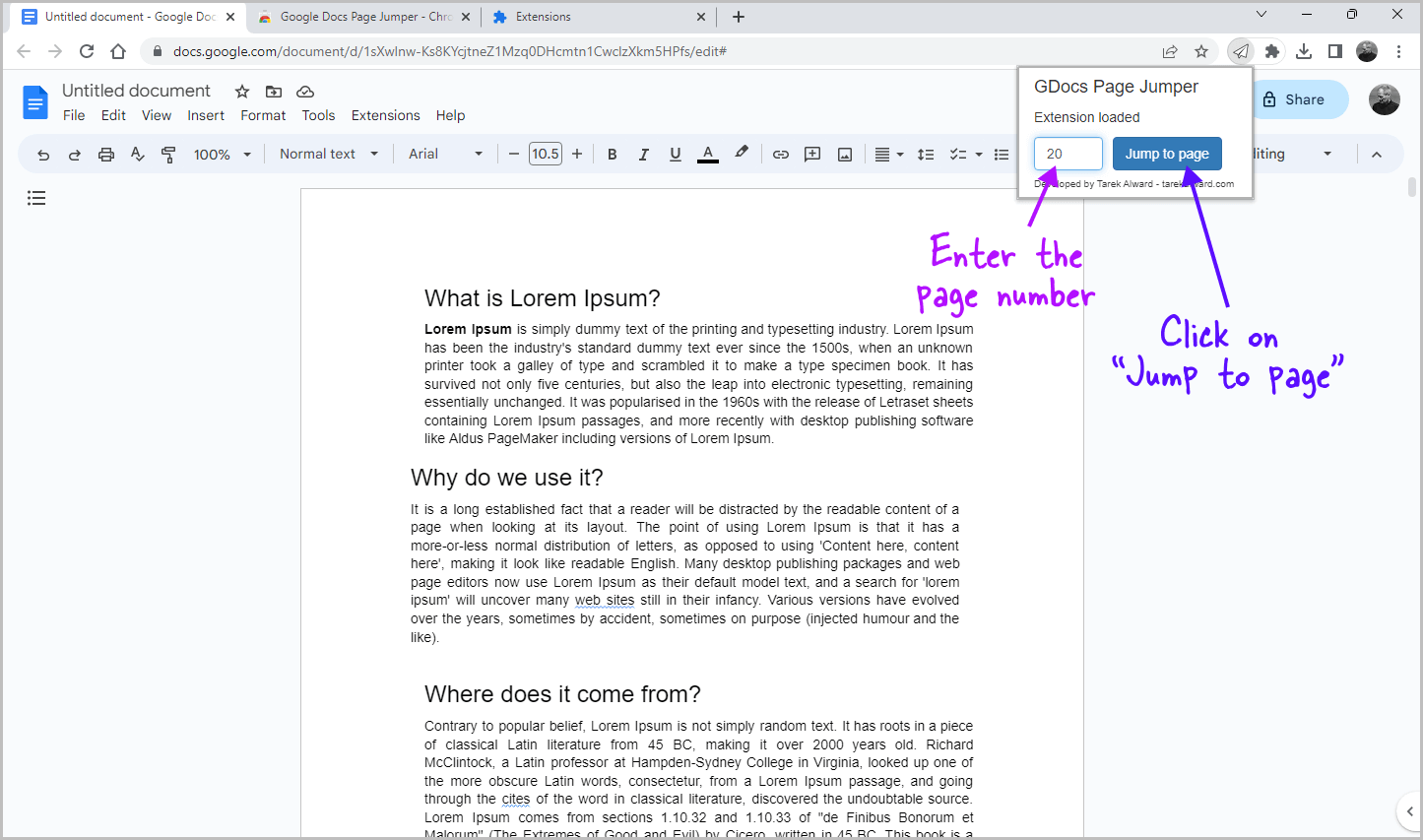 How to Jump to a Page in Google Docs