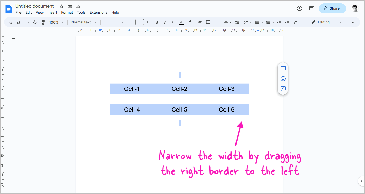 How to Make a Table Smaller in Google Docs