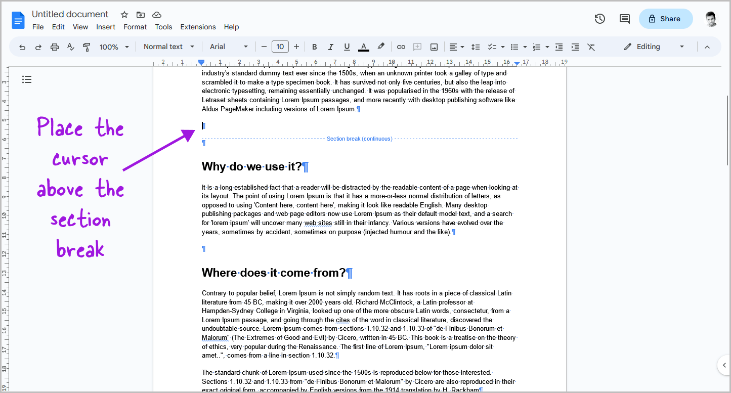 How to Remove Section Breaks in Google Docs