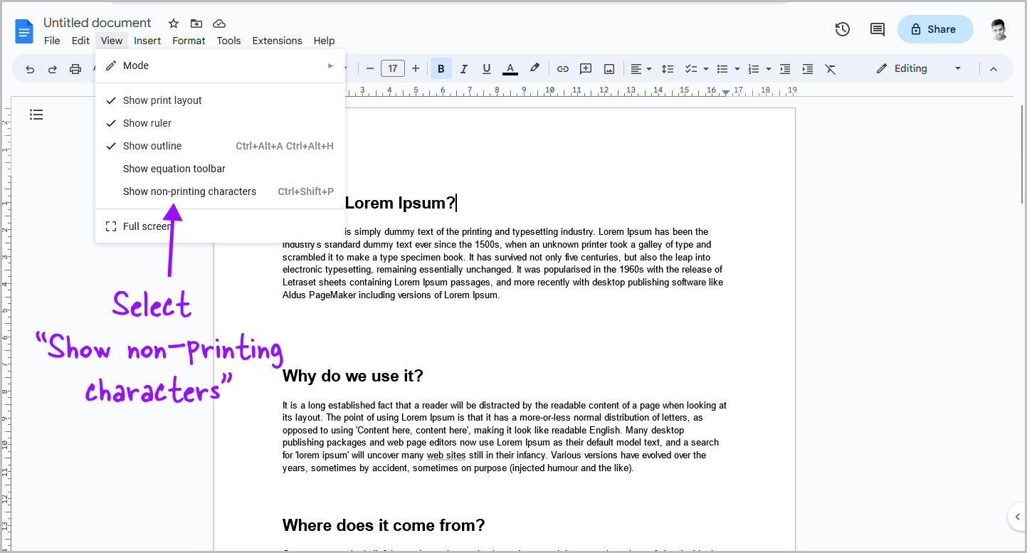 How to Show Paragraph Marks in Google Docs