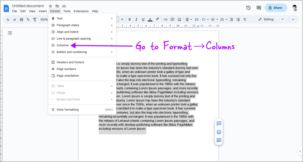 how-to-split-a-google-doc-in-half-vertically