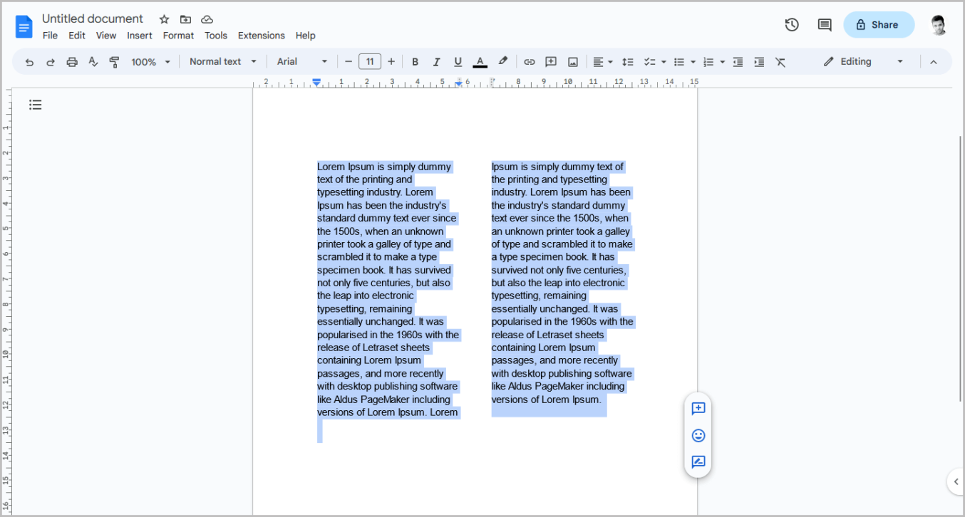 how-to-split-a-google-doc-in-half-vertically