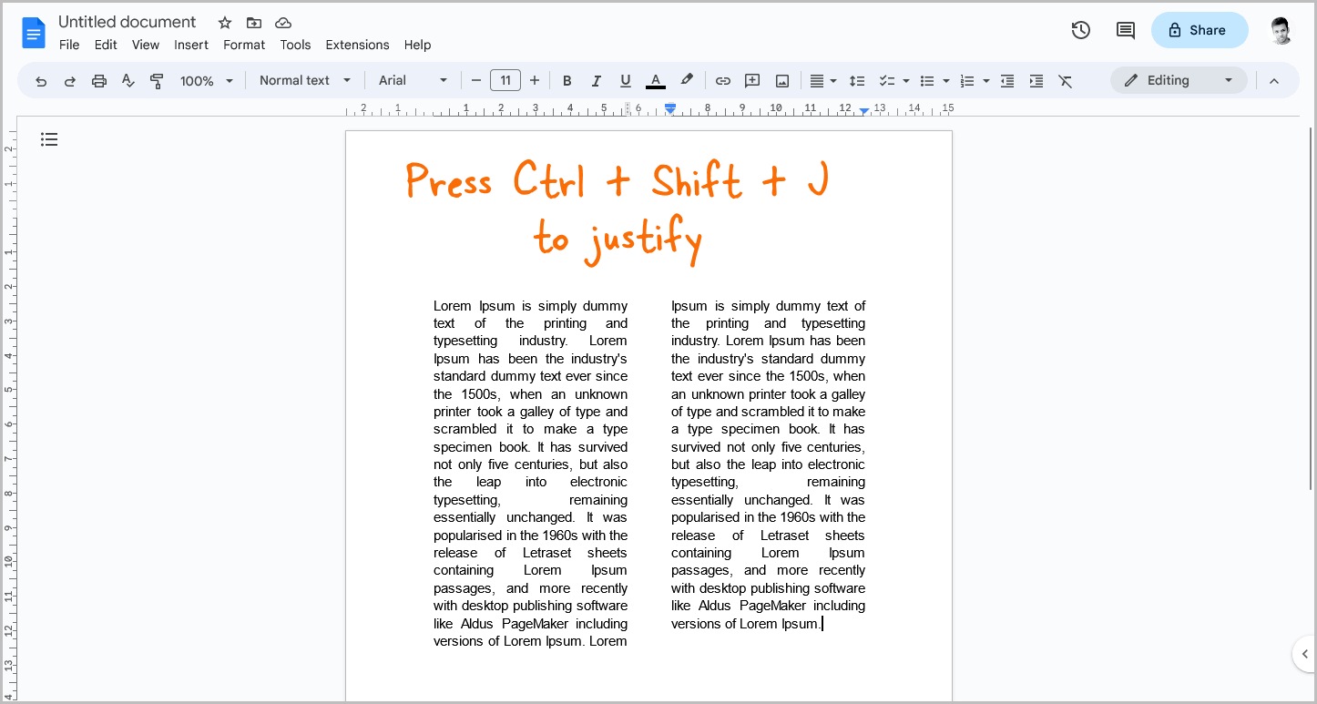 How to Split a Google Doc in Half Vertically